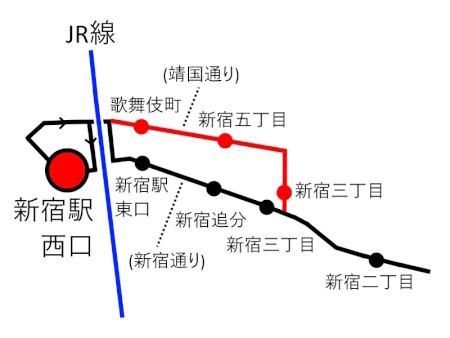 品９７系統新宿周辺ルート図c.jpg